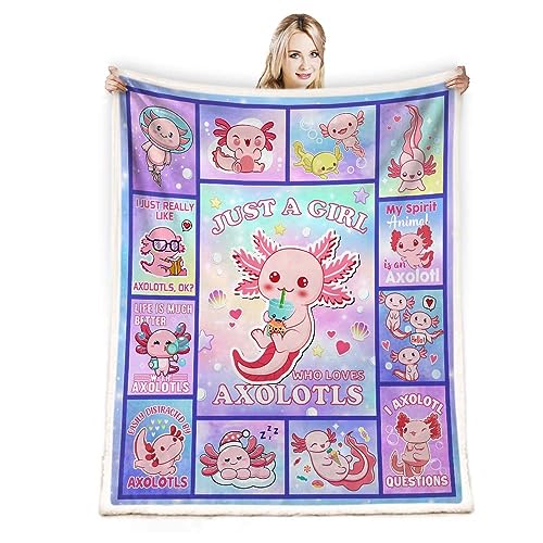 peakman Axolotl Blanket,Axolotl Gifts for Girls Throw Blanket,Gifts for Axolotl Lovers Blanket,Axolotl Lover Gifts for Girls,Warm Soft Cozy Plush Axolotl Blanket for Bed Couch 50"x 60"