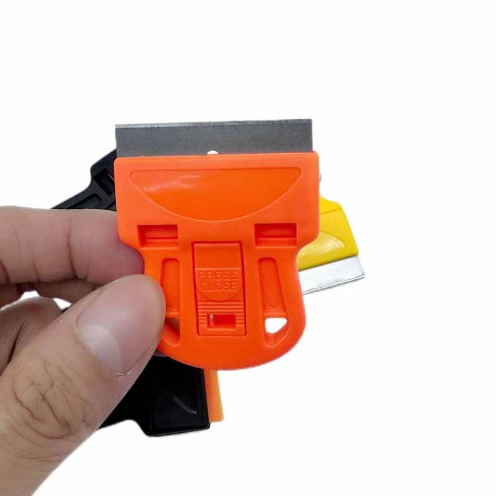 Plastic Razor Blades Scraper Tool Razor Multi-funtional Scraper Remover for Cleaning Paint, Caulk, Label, Decal, Sticker, Floor, Stove Top(Orange)