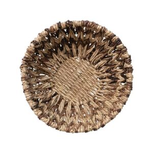 Bloomingville Small Woven Buri and Banana Fiber Organizer Decor for Storage, Natural and Brown Basket