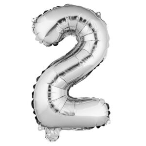 Restaurantware Balloonify 16 Inch Number Balloon 1 Digital Party Balloon - Number 2 Self-Sealing Silver Foil Mylar Balloon Hanging Film Decoration For Birthday Wedding Or Graduation