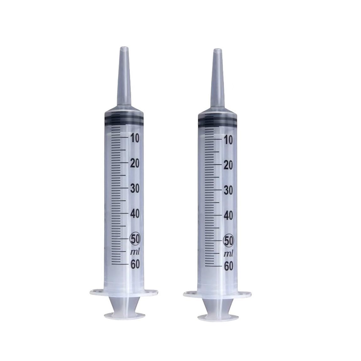 2 Pack of Plastic Graduated Large Catheter Tip Syringe 2 Oz / 60 ML with Cover for Dispensing and Measuring Liquids for Automotive, Lab work, Crafts and Gardening