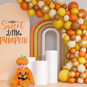 Beaumode Thanksgiving Balloon Arch Garland Kit Orange Yellow Brown Balloons 134pcs for Fall Harvest Birthday Little Pumpkin Baby Shower Fall Love Bridal Shower Friendsgiving Turkey Party Decorations