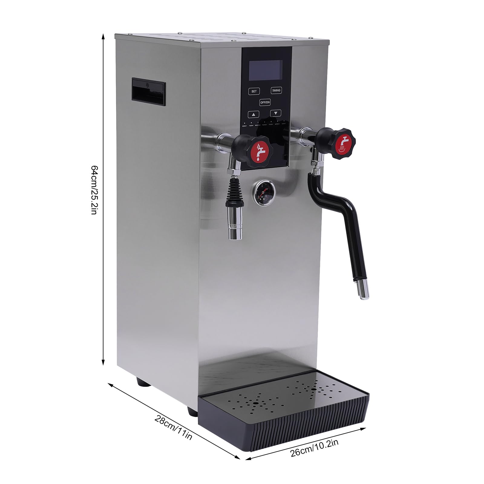 12L Commercial Milk Frother, 110V 2300W Espresso Coffee Steam Boiling Water Machine, LCD Screen Display Electric Milk Foam Machine, Suitable For Cafe/Bubble Tea Stores/Coffee Shops/Snack Stores