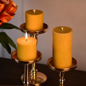 Natural Beeswax Pillar Candle, Large Beeswax Candle for Home Spa Yoga, Yellow Raw (3 x 6'')