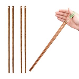 32cm/12.6inch cooking extended wooden chopsticks reusable, 2 pairs chop sticks for kitchen noodles frying hotpot with lanyard, japanese chinese extra long anti-slip chopsticks