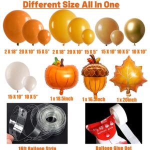 Beaumode Thanksgiving Balloon Arch Garland Kit Orange Yellow Brown Balloons 134pcs for Fall Harvest Birthday Little Pumpkin Baby Shower Fall Love Bridal Shower Friendsgiving Turkey Party Decorations