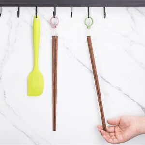 32cm/12.6inch Cooking Extended Wooden Chopsticks Reusable, 2 Pairs Chop Sticks for Kitchen Noodles Frying Hotpot with Lanyard, Japanese Chinese Extra Long Anti-Slip Chopsticks