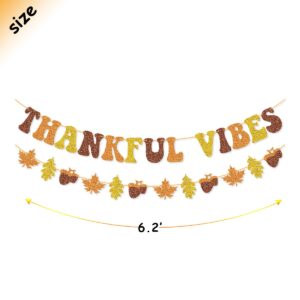 Thankful Vibes Banner Garland Thanksgiving Decorations for Thanksgiving Friendsgiving Party Birthday Party Decorations