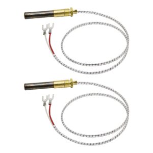 rurbrin (2pcs) 24” 750mv thermopile generators q313a fit for heat glo heatilator, 750 millivolt fireplace thermocouple, fit for stove gas ovens/gas fireplace/water heater/frying furnace (aluminum)