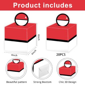 Nuwontun Red White Ball Treat Boxes- 20 Pcs Gift Treat Bags, Red White Ball Theme Party Gift Bags Favors Decorations Supplie, 4x4x4 Inch (Pack of 20)