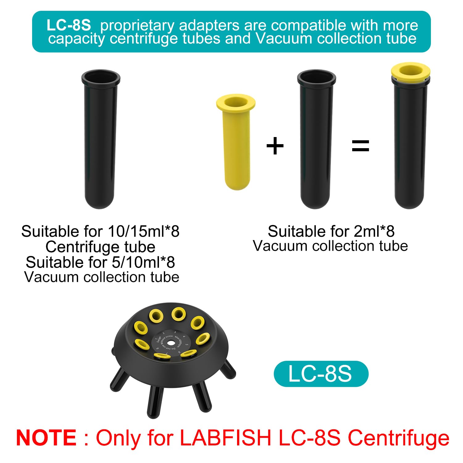 LAB FISH LC-8S 2ml/5ml/10ml/15ml Capacity PRP Lab Benchtop Centrifuge Machine Test Tube Adapters