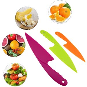 VAKTOK-3pcs Nylon Kitchen Knife Plastic Knives Nylon Kids Chef Knives Suitable for children beginners in the kitchen to make fruit lettuce vegetable salad bread