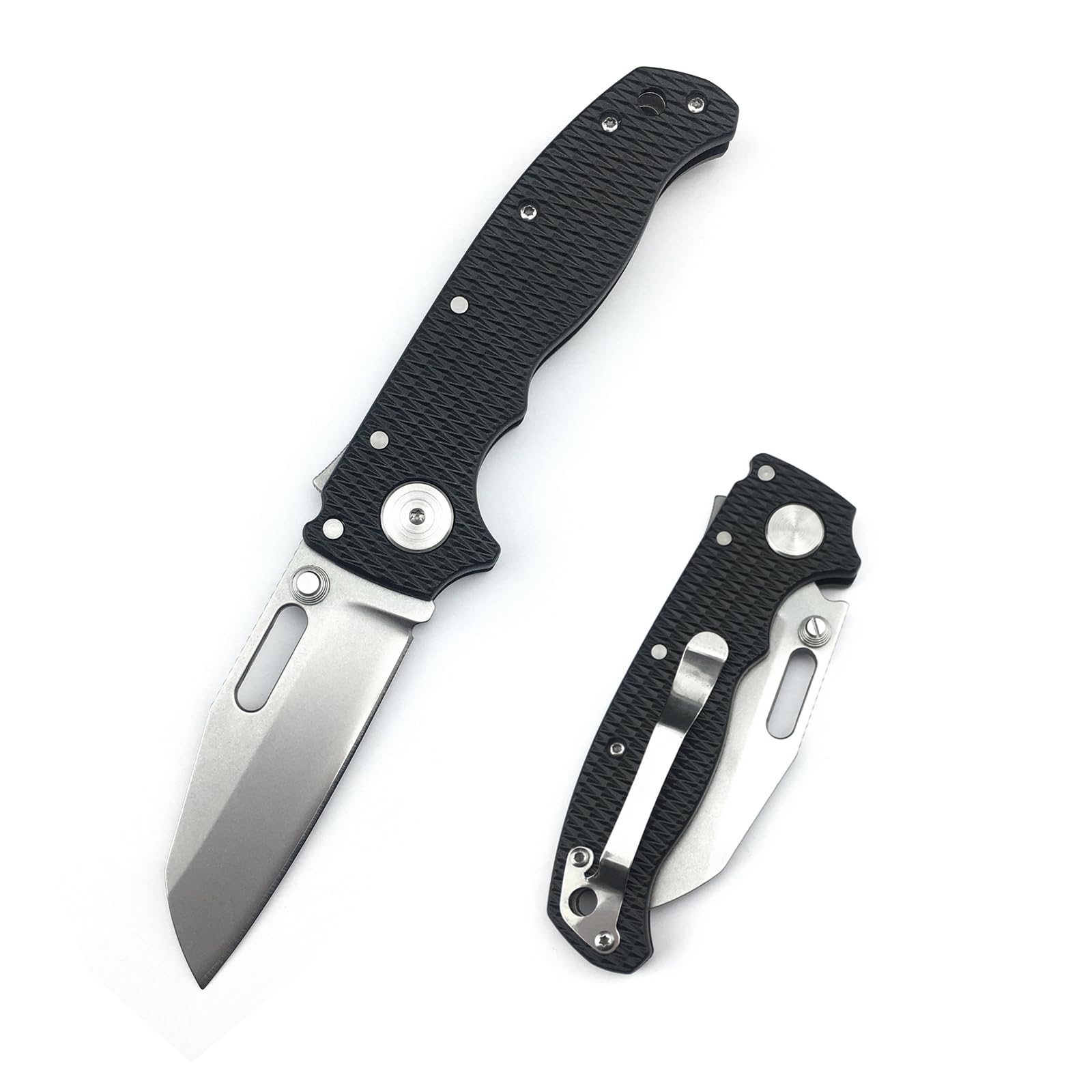 Thumb Assisted Opening Folding Pocket Knife, Shark Lock Knife with 2.8’’ 8Cr13MoV Steel Blade, Grivory Handle, Reversible Pocketclip for Camping Hunting