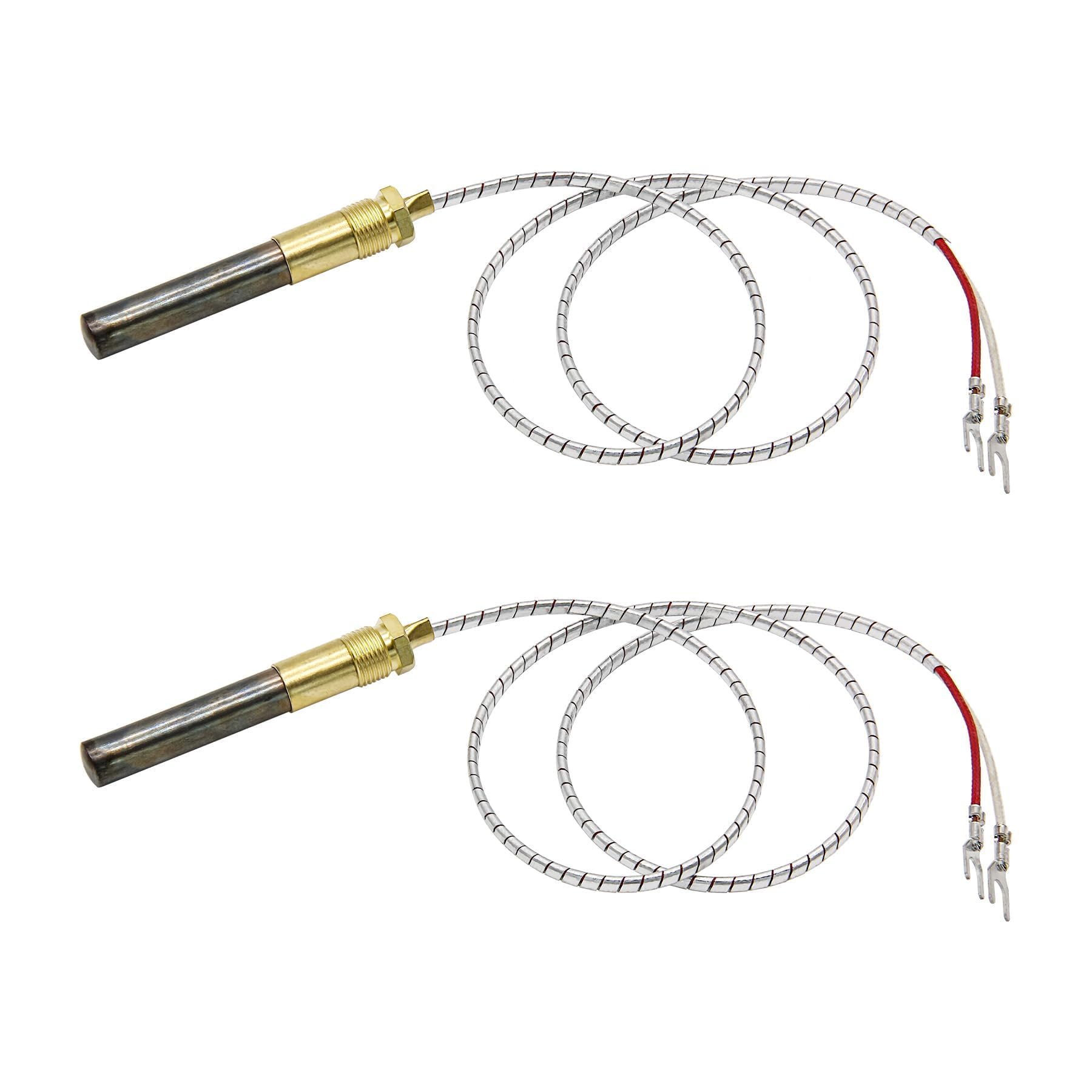 RURBRIN (2PCS) 24” 750mv Thermopile Generators Q313A Fit for Heat Glo Heatilator, 750 Millivolt Fireplace Thermocouple, Fit for Stove Gas Ovens/Gas Fireplace/Water Heater/Frying Furnace (Aluminum)