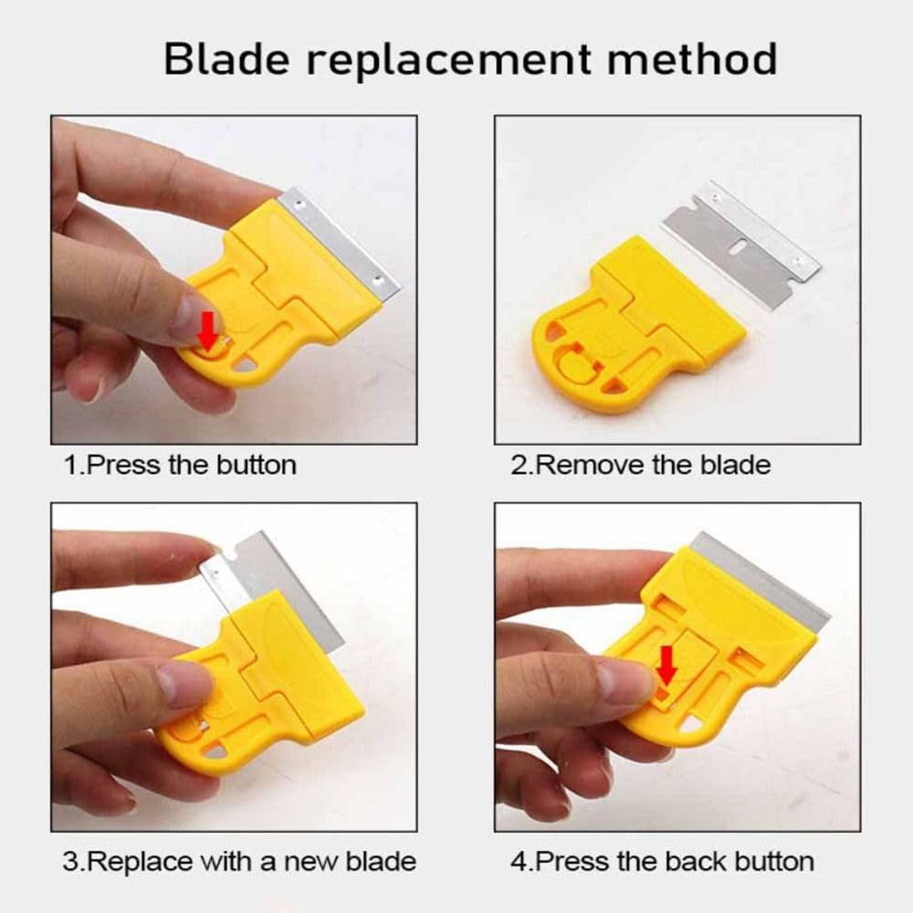 Plastic Razor Blades Scraper Tool Razor Multi-funtional Scraper Remover for Cleaning Paint, Caulk, Label, Decal, Sticker, Floor, Stove Top(Orange)