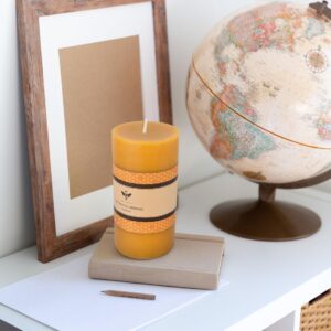 Natural Beeswax Pillar Candle, Large Beeswax Candle for Home Spa Yoga, Yellow Raw (3 x 6'')