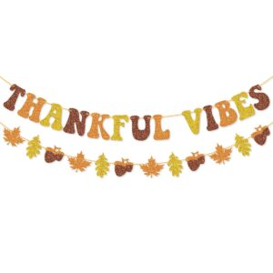 thankful vibes banner garland thanksgiving decorations for thanksgiving friendsgiving party birthday party decorations