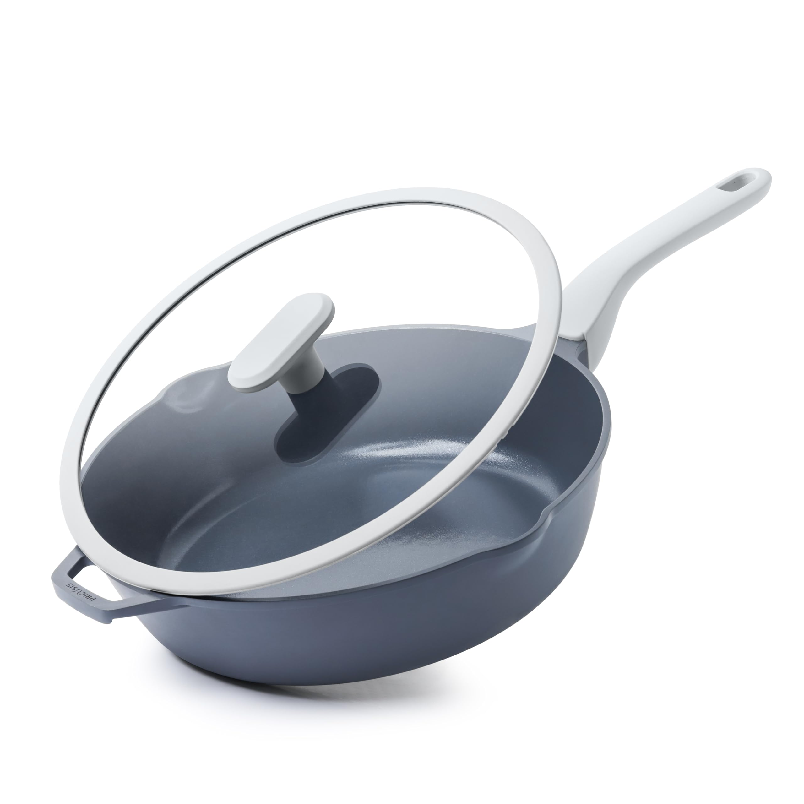 PRICUSIS Nonstick Ceramic Sauté Pan with Lid (4.8 qt, 12 inch), Toxin-Free Deep Frying Pan, Versatile Non Stick Frying Pan, Skillet, PTFE, PFOA & PFAS Free, Compatible with All Stovetops.