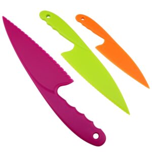 VAKTOK-3pcs Nylon Kitchen Knife Plastic Knives Nylon Kids Chef Knives Suitable for children beginners in the kitchen to make fruit lettuce vegetable salad bread