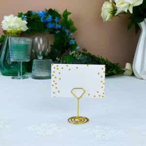 Wettin 26Pcs Table Number Holders, Cute Place Card Holder, Small Table Card Holders, Table Number Stands, Wire Picture Holder Photo Clip for Wedding Centerpieces Bridal Shower Birthday (Gold)