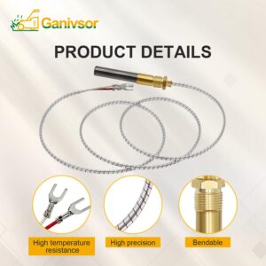 Ganivsor 36" Thermopile Generators 750 Millivolt Thermopile Q313A for Gas Water Heater/Fireplace/Gas Fryer/Oven, 750 Temperature Resistance Cluster Thermocouple for Fireplace (36" Aluminum)