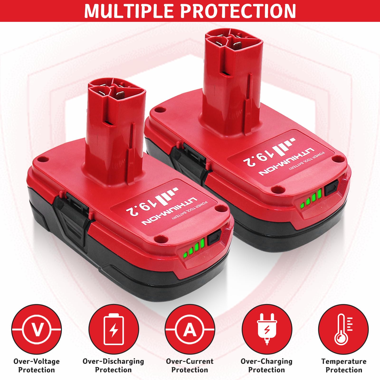 2 Pack 3.0Ah 19.2V Diehard C3 Replacement Battery for Craftsman 19.2V Battery XCP Compatible with Craftsman 19.2 Volt Lithium ion Battery 11375 130279005 1323903 315.115410 315.11485 Cordless Tools