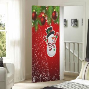 Wajiw Christmas Balls Door Cover Washable High Elastic Fabric Front Door Cover for Festive Party Home Decor,36x83Inch