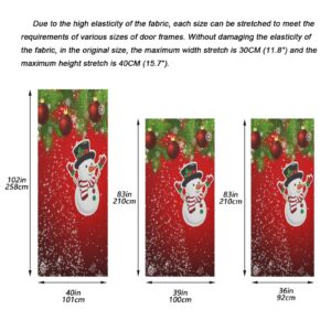 Wajiw Christmas Balls Door Cover Washable High Elastic Fabric Front Door Cover for Festive Party Home Decor,36x83Inch