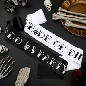 Panitay 7 Pcs Hen Party Sash Bride or Die Bachelorette Party Decorations 1 White Bride or Die Sash 6 Black Till Death Do Us Party Sash for Bridal Shower Wedding Hen Engagement