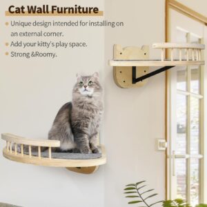 Cat Wall Shelves, Cat Shelves and Perches for Wall, Wood Cat Shelves Wall Mount, Cat Wall Furniture with 3 Cat Wall Steps Cat Scratch Post, Burlywood Indoor Cat Climbing Shelf for Living Room, Bedroom