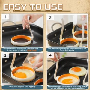 GAGAQI Silicone Fried Egg Cooker Rings Set,Nonstick,Easy to Use&Clean, 4-pack, Round Egg Mold for Cooking Pancake,Breakfast Sandwich, fit McMuffin Biscuit,Griddle Egg Ring for Frying Eggs