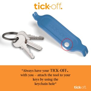 tick-off - Patented Tick Remover with 2 Sizes Tick Hook & Ergonomic Handle Double-Sided Tick Tweezers for People Dogs Cats Horses | Clinically Tested | Single Pack Blue