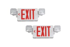 gzruiyang exit sign with emergency lights red, led emergency exit light with battery backup, ul 924 certified, ac 120/277v, commercial emergency lights combo for business - 2 pack