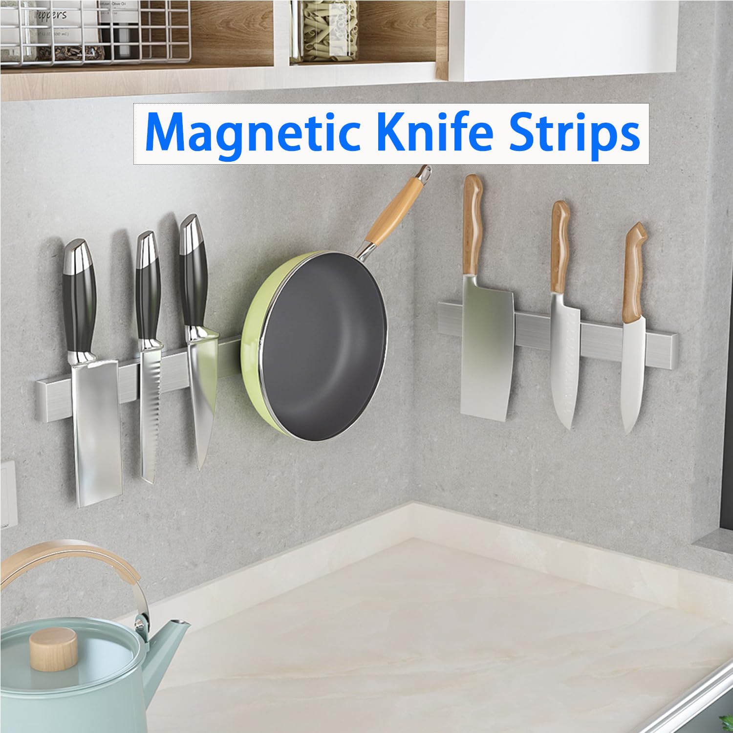 Magnetic Knife Holder for Wall, 16 Inch Stainless Steel Knife Magnetic Strip, Magnetic Knife Holder, Strong Powerful Magnetic Knife Strip, Punch-Free Multipurpose Magnetic Knife Rack