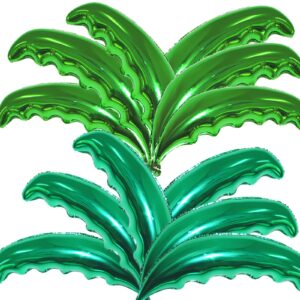 12 pieces large palm tree leaves balloons, green foil mylar coconut tree leaves balloons for birthday baby shower decorations hawaiian luau aloha tropical summer beach party supplies