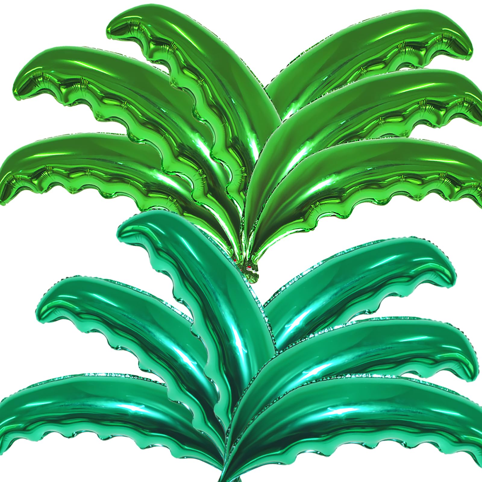 12 Pieces Large Palm Tree Leaves Balloons, Green Foil Mylar Coconut Tree Leaves Balloons for Birthday Baby Shower Decorations Hawaiian Luau Aloha Tropical Summer Beach Party Supplies