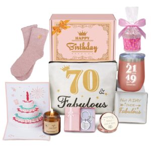 70th birthday gifts for women, happy 70th birthday gifts basket for her mom sister wife best friend aunt turning 70, birthday gift for 70 year old woman, unique birthday gift box ideas