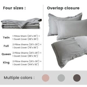 Simple&Opulence 100% Eucalyptus Lyocell Tencel Duvet Cover Set 2 Pieces, Cooling Breathable Duvet Cover Soft Silky, Luxury Bedding Set - Light Grey, Twin Size