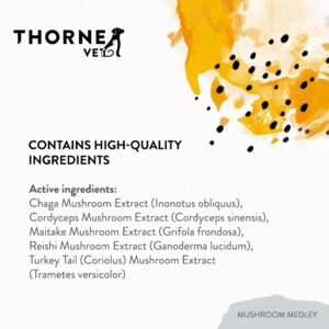 ThorneVet Mushroom Medley for Dogs - Immune System Support Plus Antioxidants - with Reishi, Turkey Tail, Cordyceps, Maitake, and Chaga Mushrooms - Support for Dogs Having Cancer Treatment - 120 Scoops