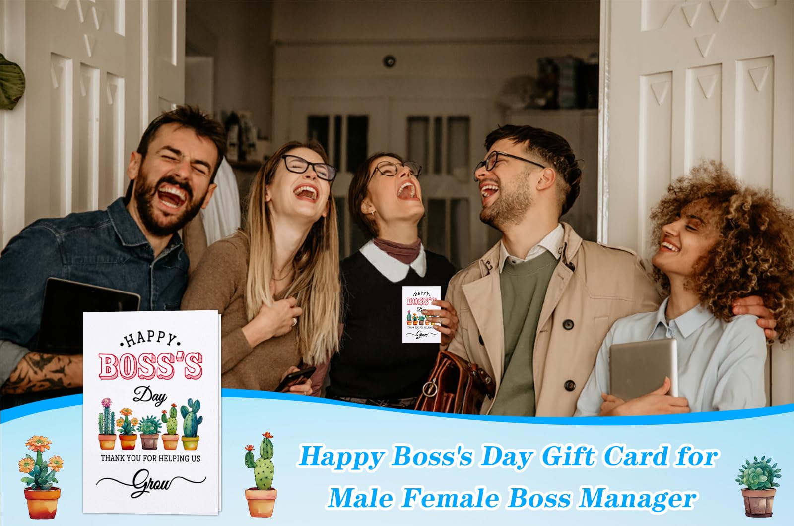 FLYAB Boss Day Card for Boss Women Men Happy Boss's Day Gift Card for Boss from Employee National Boss's Day Card with Envelope Christmas Birthday Thank You Card for Boss Manager Male Female