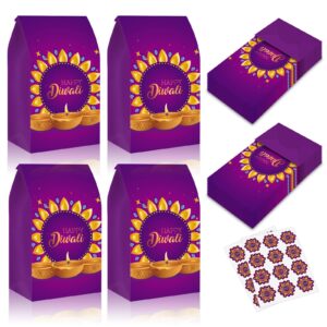 habdjilty 20pcs happy diwali gift bags + 20pcs stickers,festival of lights gifts bags for birthday gift packs snacks candy bags diwali party favor