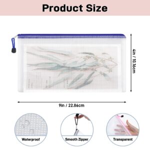 EOOUT 48pcs Mesh Zipper Pouch Bulk, Pencil Pouches, 9.5 x 4.5 Inches Plastic Organizing Bags, Waterproof Bill Bags 16 Colors Zipper Pouches for School Classroom Bill and Office Organization