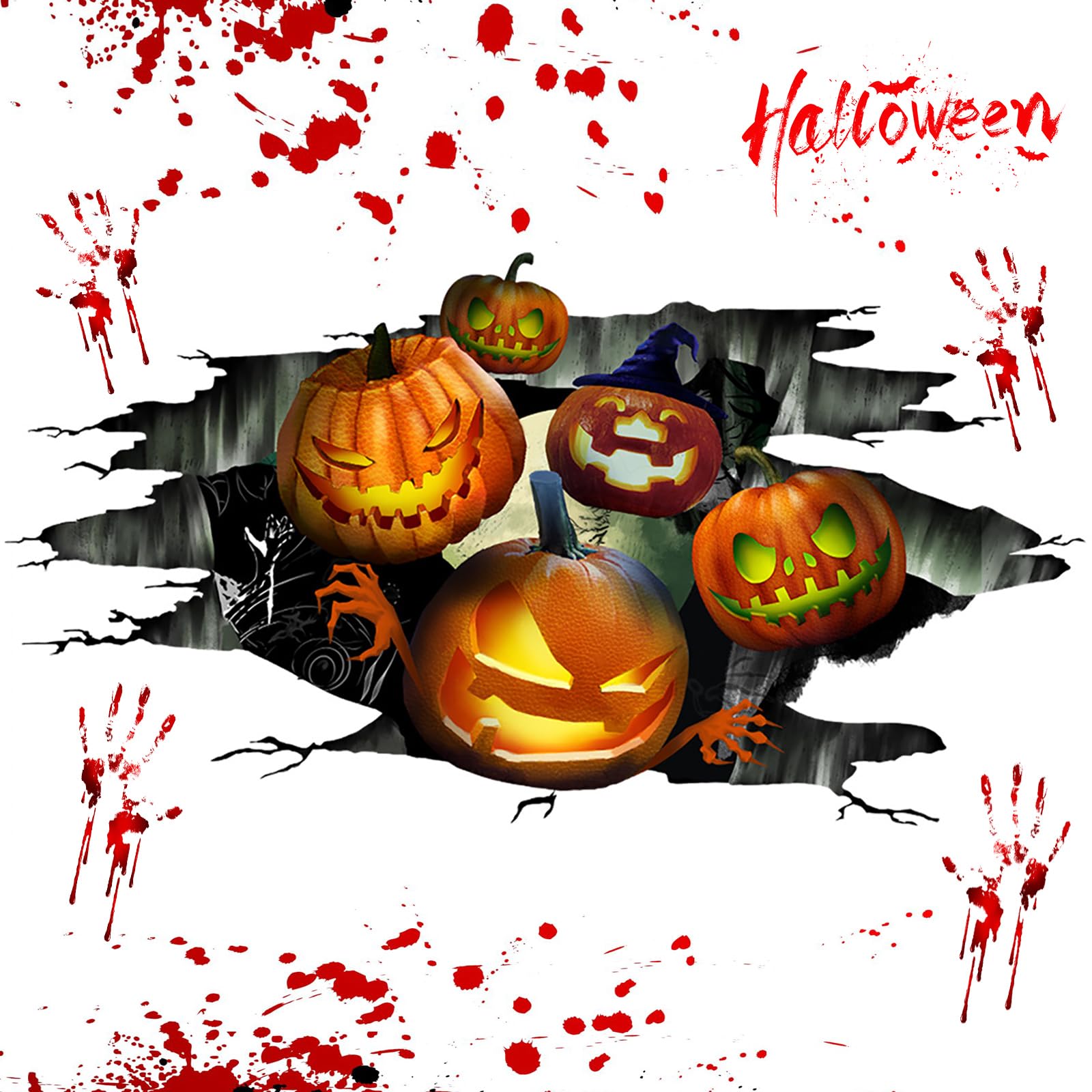 NICEMOVIC Halloween Floor Stickers, 3D Halloween Floor Decoration, Halloween Wall Window Decals Removable, Halloween Pumpkin Decoration Stickers, Halloween Scary Stickers for Home Office Party Decors