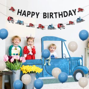 Construction Birthday Banner, Truck Happy Birthday Banner Garland for Boys Girls, Heavy Truck Semi Truck Happy Birthday Banner for Transportation Theme Birthday Party Baby Shower