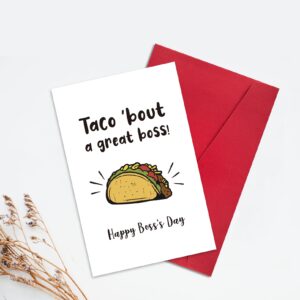 Ogeby Funny Boss Day Cards Gifts for Boss Women Men, Happy Boss Day Card Gifts for Him Her, Taco About a Great Boss