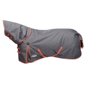 weatherbeeta comfitec essential plus detach-a-neck medium horse blanket, grey/orange/blue, 75"