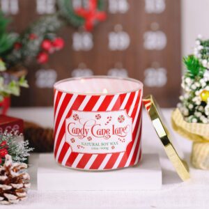 Christmas Candle, Christmas Candy Candle, Christmas Candle Gifts for Women Christmas Decorations, Large 3 Wicks Scented Candle for Christmas, 14 oz Soy Wax Candle