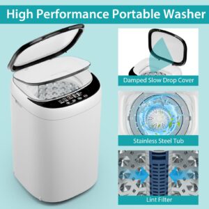 Giantex Portable Washing Machine, 7.7lbs Capacity All-in-One Washer Spinner Combo w/Drain Pump, 0.78 Cu.ft Laundry Washer w/ 10 Programs, 3 Water Level, LED Display, Compact for Apartment RV