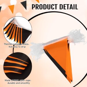 Tatuo 200 Feet Solid Pennant Banners Flags String Triangle Hanging DIY Bunting Flags Party Decorations for Grand Opening Party Banners for Kids Birthday, Shops (Black and Orange)