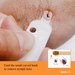 tick-off - Patented Tick Remover with 2 Sizes Tick Hook & Ergonomic Handle Double-Sided Tick Tweezers for People Dogs Cats Horses | Clinically Tested | Single Pack Blue